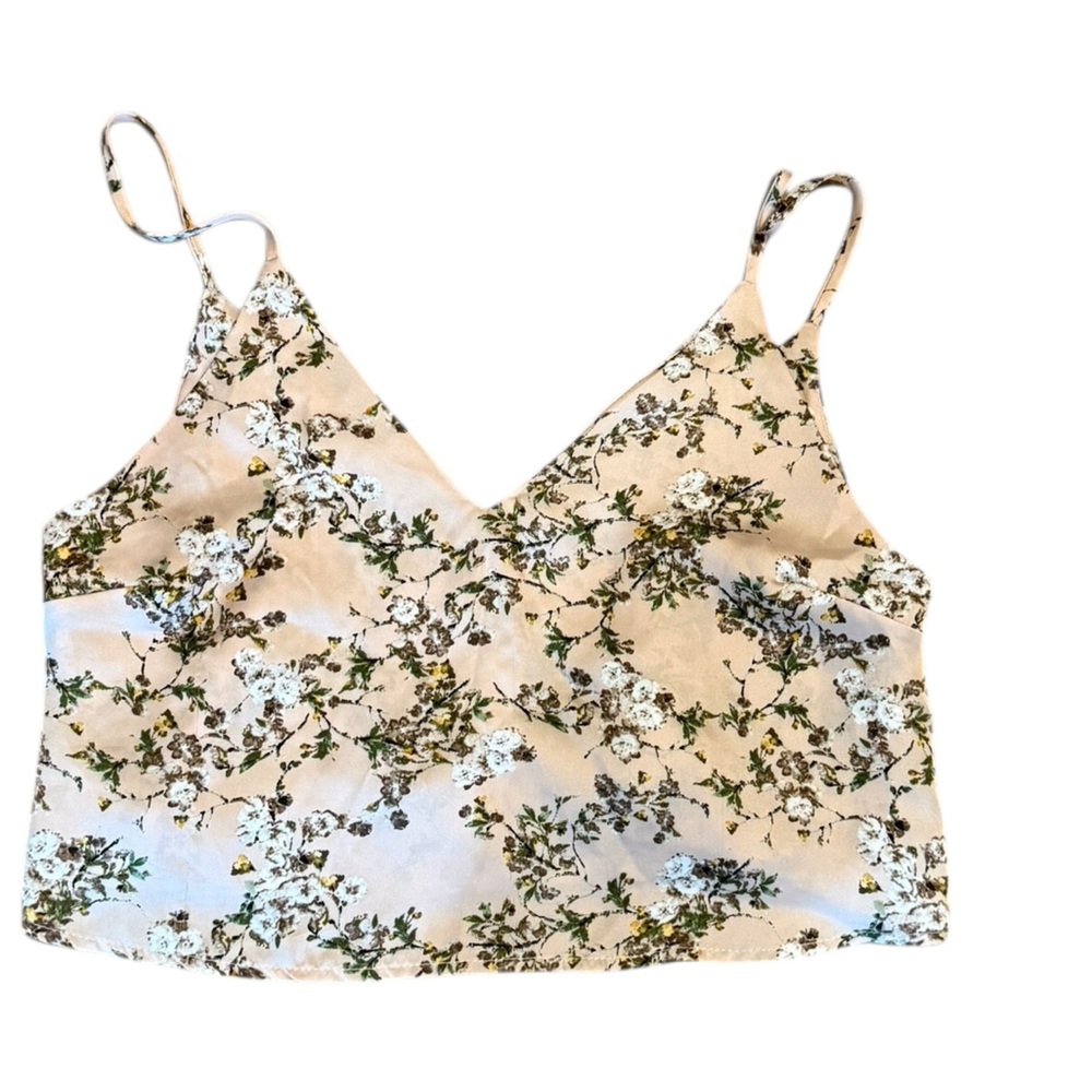 Audrey 3+1 Floral Crop Top Cami M Blush Pink Cottagecore Boho Romantic